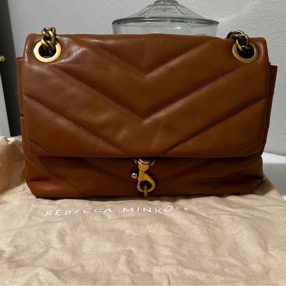 Rebecca Minkoff Tan quilted Chevron Shoulder Bag